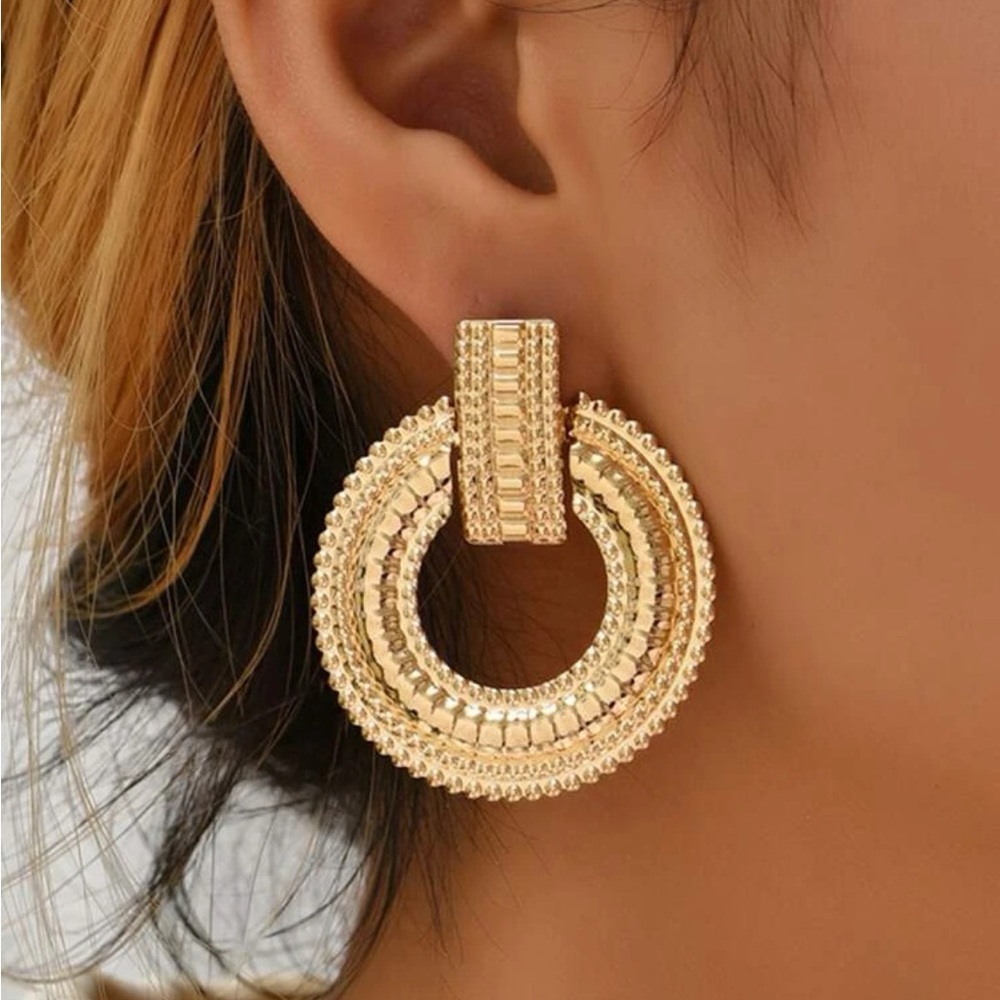 Gold statement earrings!